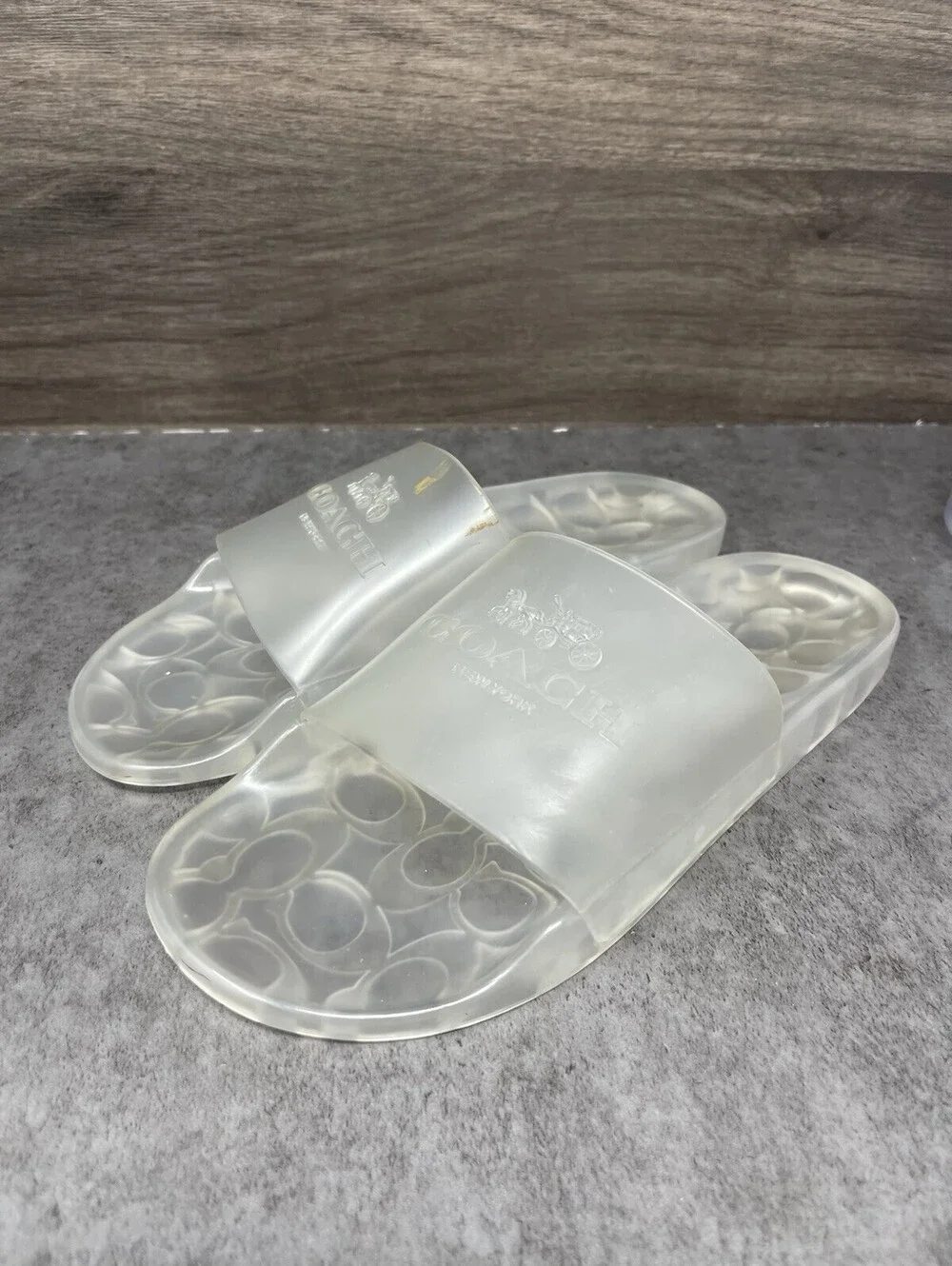 COACH Ulyssa Slide Sandals Womens Size 8 Clear Slip On Flip Flops